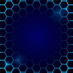 Futuristic blue honeycomb pattern. Hexagonal conceptual background