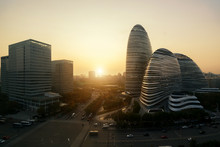 WangJing Soho Business District During Sunset In Beijing, China.