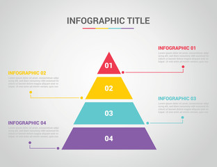 Fototapete - infographic template with pyramid style with free space text for description with 4 four step process with text on the right and left - vector