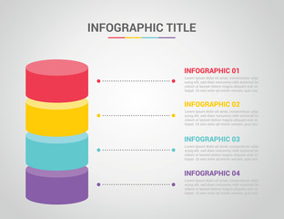 Fototapete - infographic template with bar shape 3d shape circle style with free space text for description with 4 four step process with text on the right - vector
