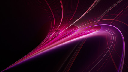 Poster - Abstract red background element on black. Fractal graphics. Three-dimensional composition of glowing lines and mption blur traces. Movement and innovation concept.