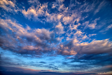 Blue Sky and Clouds On a Windy Day Near Sunset Facing East