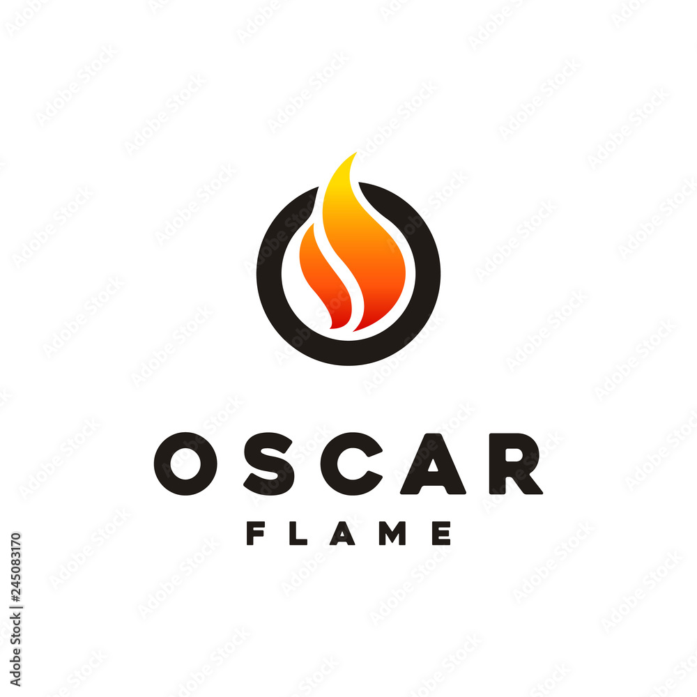 Fire Flame with Letter O logo design Stock Vector | Adobe Stock