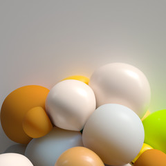 Poster - 3d render abstract colorfull background with bright deformed spheres. Perfect for beauty or fashion presentation slides...