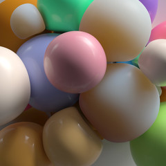 Poster - 3d render abstract colorfull background with bright deformed spheres. perfect for beauty or fashion 