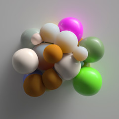 Poster - 3d render abstract colorfull background with bright deformed spheres. perfect for beauty or fashion 