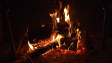 Logs Burning In Fireplace 