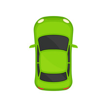 Green Sedan Car Top View, City Vehicle Transport, Automobile For Transportation Vector Illustration