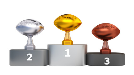 Wall Mural - Podium with American Football Trophies Front View