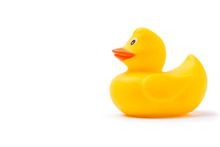 Yellow Rubber Duck Isolated On White Background