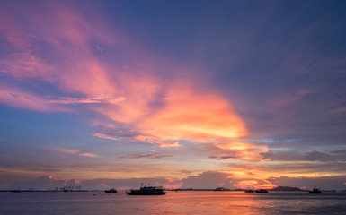 Wall Mural - colorful of sunset on sea scape background