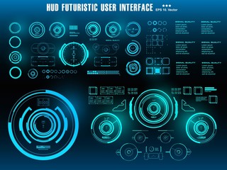 Poster - hud futuristic blue user interface, dashboard display virtual reality technology screen, target