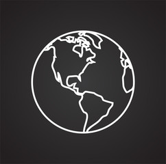 Poster - Globe icon on black background for graphic and web design, Modern simple vector sign. Internet concept. Trendy symbol for website design web button or mobile app