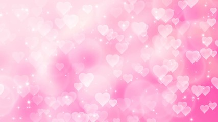 Wall Mural - Pink an white hearts appear on the shining soft background. Valentines Day holiday abstract loop animation.