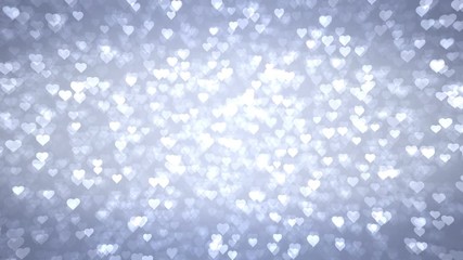 Wall Mural - Light hearts appear on the glowing grey background. Valentines Day holiday abstract loop animation.