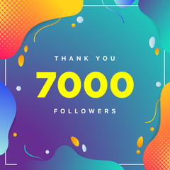 Wall Mural - 7000 or 7k, followers thank you colorful geometric background number. abstract for Social Network friends, followers, Web user Thank you celebrate of subscribers or followers and like