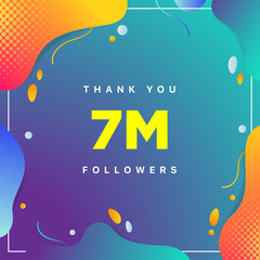 Canvas Print - 7M or 7000000, followers thank you colorful geometric background number. abstract for Social Network friends, followers, Web user Thank you celebrate of subscribers or followers and like