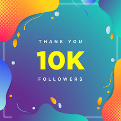 Canvas Print - 10k or 10000, followers thank you colorful geometric background number. abstract for Social Network friends, followers, Web user Thank you celebrate of subscribers or followers and like