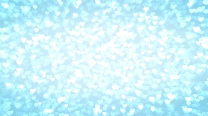 Wall Mural - Glowing hearts appear on the shining blue background. Valentines Day holiday abstract loop animation.