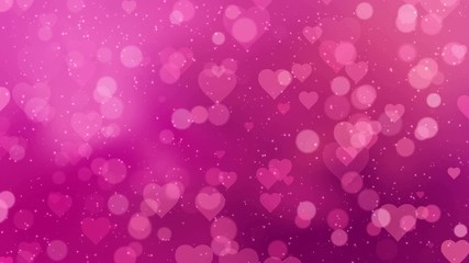 Wall Mural - Fuchsia hearts appear on the shining soft background. Valentines Day holiday abstract loop animation.