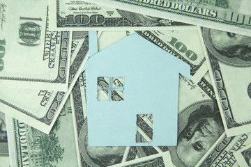 Wall Mural - paper model house with money