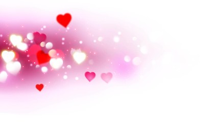 Wall Mural - Pink an white hearts appear on the shining soft background. Valentines Day holiday abstract loop animation.