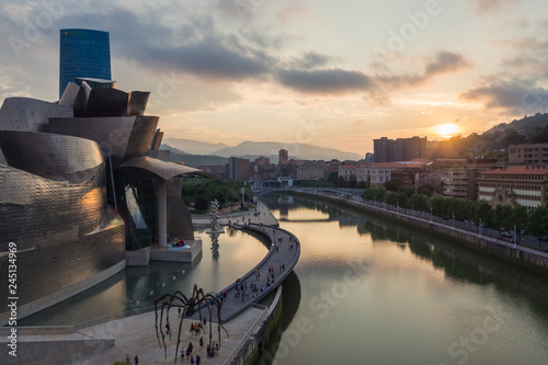Bilbao, Spain - July  08, 2018- sunset view of modern and contemporary art Gugge Fototapet