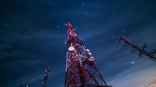 Sky Time Lapse Night On Tower Radio Antenna