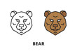 © Артём Ковязин - Bear Head Face. Vector Flat Line Stroke Icon.