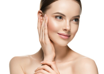 Wall Mural - healthy skin woman beauty face closeup female cosmetic portrait