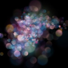 Wall Mural - Abstract defocused circular color bokeh on dark background. EPS 10