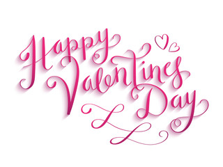 Poster - HAPPY VALENTINE’S DAY pink and purple brush calligraphy banner 