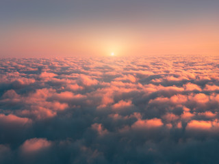 Canvas Print - above sea of fog at sunrise