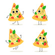 Pizza slice. Fast food character set isolated on white