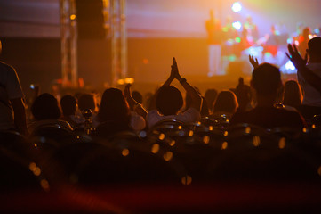 silhouette of people in concert