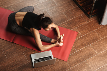 Sticker - Beautiful healthy woman doing yoga exercises