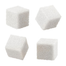 Set of white sugar cubes, isolated on white background