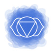 Ajna icon. The sixth frontal chakra. Third eye. Vector indigo blue smoky circle. Line symbol. Sacral sign. Meditation