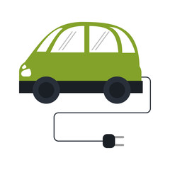 Canvas Print - Electric car with wire and plug