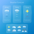 Transparent user interface - weather forecast template with set of glossy and detailed icons.