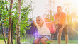 © Gorodenkoff - Joyous Father Pushes Swings with His Cute Little Daughter on Them. Happy Family Spends Time Together one Sunny Summer Day in the Idyllics Backyard.
