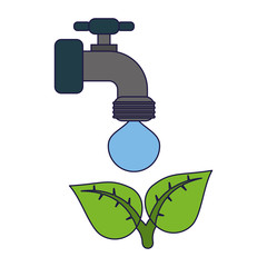 Poster - ecology faucet tap with water