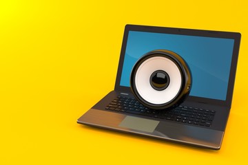 Canvas Print - Audio speaker with laptop