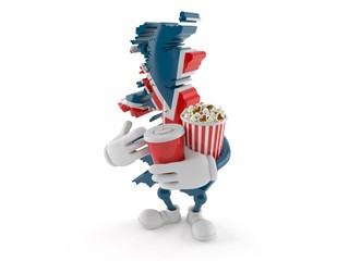 Canvas Print - UK character with popcorn and soda