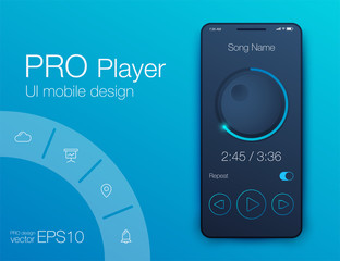 UX audio player templates. Stock vector eps10