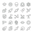 Space, universe and stars icons set. Line style
