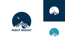 Night Mountain Logo Template Design Vector, Emblem, Design Concept, Creative Symbol, Icon