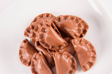 Sticker - Traditional polish dumplings called pierogi - chocolate flavour with cheese