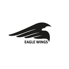 Poster - Eagle Looks Into the Distance Against the Backdrop of its Wing. Vector Logo with Negative Space.