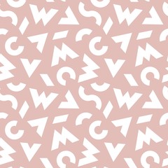Poster - Abstract Pale Pink and White Colored Background. Vector Seamless Pattern with Modern Graphic Elements